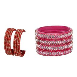 SOMIL Set Of 12 Glass Artificial Stones & Beads Bangles-picture-38