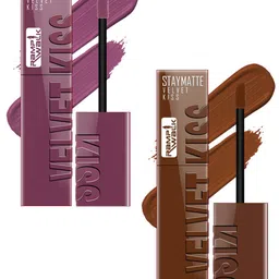 Ramp Walk Set Of 2 Velvet Kiss Liquid Lipstick 3.5 ml Each - Dark Muave - Chocolate Brown-11