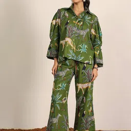 KAORI BY SHREYA AGARWAL Printed Cotton Shirt With Trousers Co-Ords-image-40