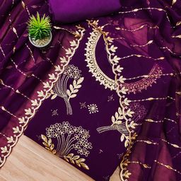 LeeliPeeri Designer Floral Embroidered Beads And Stones Unstitched Dress Material-image-93
