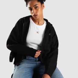 Calvin Klein Jeans Women Regular Fit Cotton Hooded Neck Zip-Front Sweatshirt-picture-35