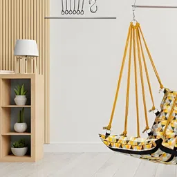 Swingzy Black & Yellow Hammock Hanging Swing With Cushion-16