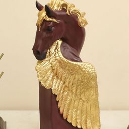 vedas S-Yubi Brown & Gold-Toned Horse Showpiece-image-71