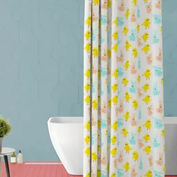 ArtzFolio White & Yellow Printed Waterproof Shower Curtain-image-44