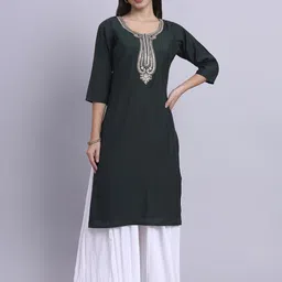 JDS LIFESTYLE Ethnic Motifs Embroidered Cotton Silk Thread Work Straight Kurta-picture-44