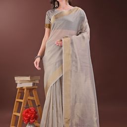 KALINI Woven Design Zari Organza Saree With Blouse Piece-picture-47