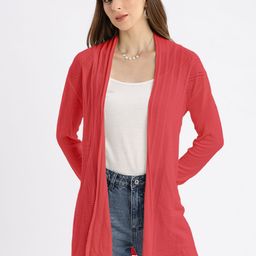 SHOWOFF Women Self Design Open Front Longline Shrug image 4