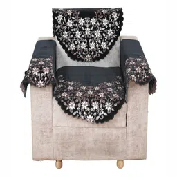 Fashion Throw Grey & White 4 Pieces Printed Jacquard Sofa Cover With Arms-image-95