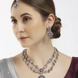 VATSALYA CREATION Purple Jewellery Set-image-96