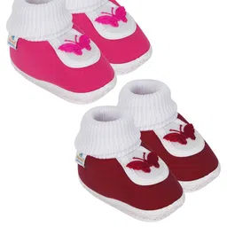 NESKA MODA 12 To 18 Months Non Slip Set of 2 Pair Cotton Butterfly Baby Booties-image-104