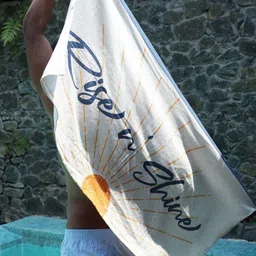 Thirsty Towel Cream-Coloured & Orange 1 Printed Bamboo 210 GSM Bath Towel-picture-16