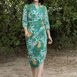 MABISH by Sonal Jain Tropical Print Sheath Midi Dress-image-30