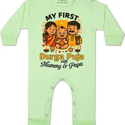Arvesa Kids-Unisex Green Cotton Rompers-picture-8