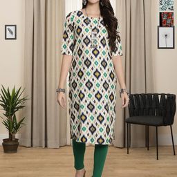 HERE&NOW Selection Of 2 Geometric Printed Round Neck Straight Kurtas-image-91
