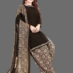 Unstitched Crepe Salwar Suit Material Printed-image-78