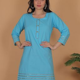 Trendzmy Gotta Patti Cotton Round Neck Straight Kurta-image-74