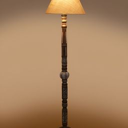 Devansh White & Brown Conical Open Snake Wooden Floor Lamp image 5