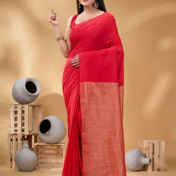 DESH BIDESH Solid Pure Cotton Saree-image-54