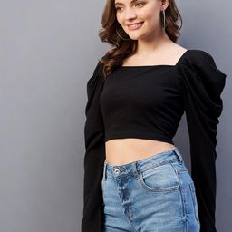 IUGA Women Solid Fitted Crop Top-image-72