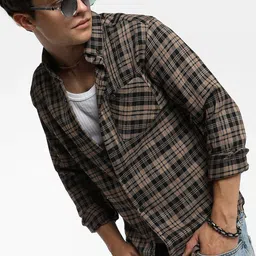 Campus Sutra Men Comfort Button-Down Collar Tartan Checked Polycotton Casual Shirt-image-7