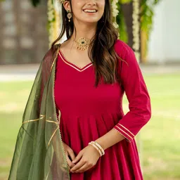 Anni Designer Women Regular Kurta with Trousers & With Dupatta image 5