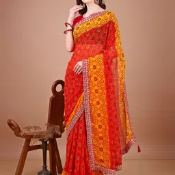 Panzora Bandhani Poly Georgette Bandhani Saree-image-47