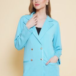 KATLINE Double-Breasted Notched Lapel Casual Blazer-image-81