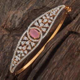 Kushal's Fashion Jewellery Pink Rhodium Gold-Plated Party Zircon Kada-image-99