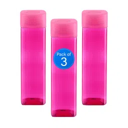 Kuber Industries Pink Set of 3 Plastic Solid Water Bottle-27