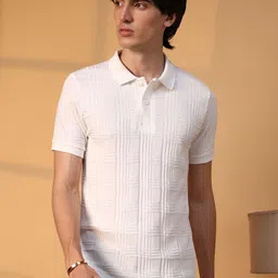 Campus Sutra Men Self Design Polo Collar Cotton T-Shirt-image-100