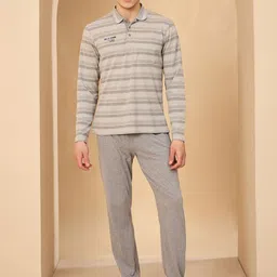 Sweet Dreams Men Striped Shirt Collar Night suit-picture-7