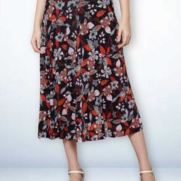Jinfo Printed Flared Mid Skirt With Attached Shorts-image-53