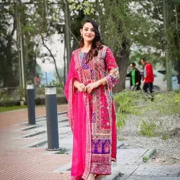 BAESD Ethnic Motifs Printed Regular Mirror Work Kurta with Palazzos & With Dupatta-0