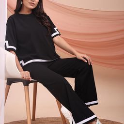 SATPURUSH Self-Design Corset Mini Co-Ords Dress With Palazzos-image-82