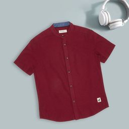 Pantaloons Junior Boys Solid Mandarin Collar Casual Shirt-picture-11