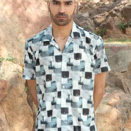 KRAFT INDIA Standard Abstract Printed Cuban Collar Shirt-image-73