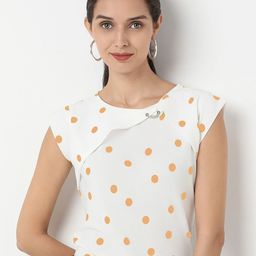 NOT SO PINK Women Polka Dot Printed Cap Sleeves Regular Top-image-84