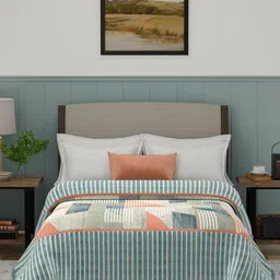 MYTRIDENT Green & White Geometric Heavy Winter Double Bed Blanket-image-45