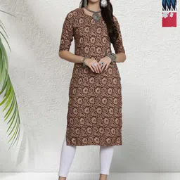 HERE&NOW Selection Of 3 Floral Printed Round Neck Straight Kurtas-image-38