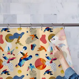 ArtzFolio Beige Printed Waterproof Shower Curtain-4
