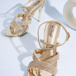 Maysun Women Party Open Toe Stiletto Sandals with Western - Embellished-image-73