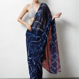 KALINI Striped Poly Georgette Saree-image-89