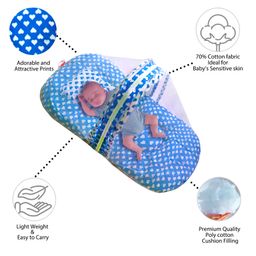 VParents Rosy Bedding Set with Mosquito Net and Pillow - Blue image 3