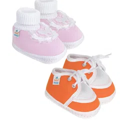NESKA MODA 12 To 18 Month Non Slip Baby Boys & Girls Pack of 2 Pair Cotton Butterfly & Lace Booties-24