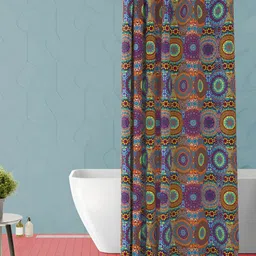 ArtzFolio Brown & Purple Ethnic Motifs Printed Waterproof Shower Curtain-image-82