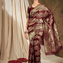 Maroosh Floral Zari Silk Blend Banarasi Saree-image-74