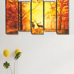 SAF Yellow & Red 5 Pieces Deer Wooden Wall Art-23