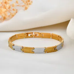 VOJ Men Brass Gold-Plated Link Bracelet-image-90
