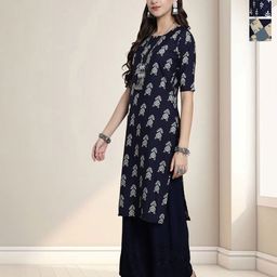 HERE&NOW Women Pack Of 3 Ethnic Motifs Printed Daily Straight Kurtas-image-57