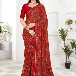 LeeliPeeri Designer Floral Pure Chiffon Designer Saree-image-58